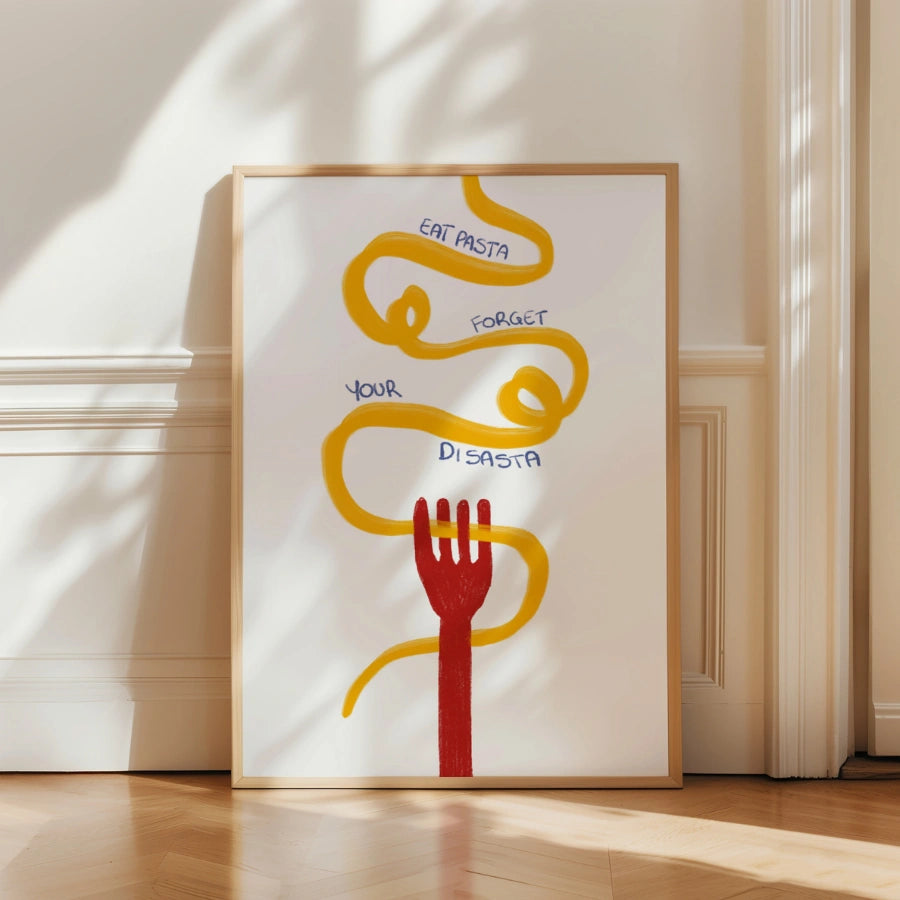 Lustiges Pasta-Wandbild – Iss Pasta und vergiss dein Desaster