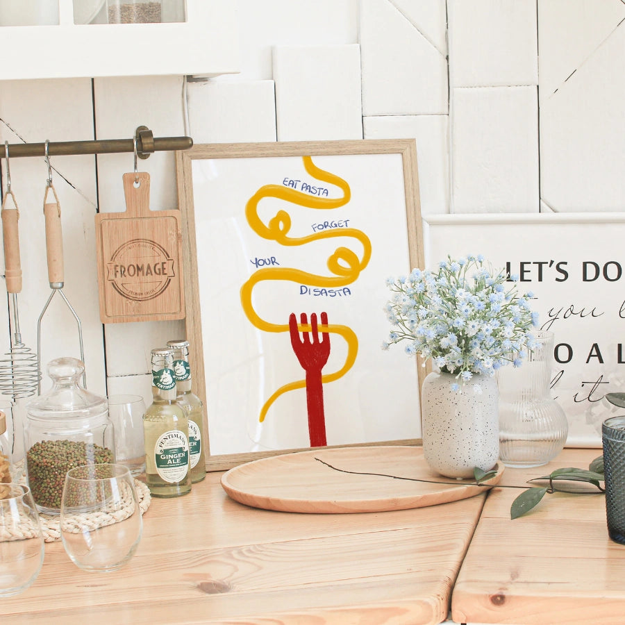 Lustiges Pasta-Wandbild – Iss Pasta und vergiss dein Desaster