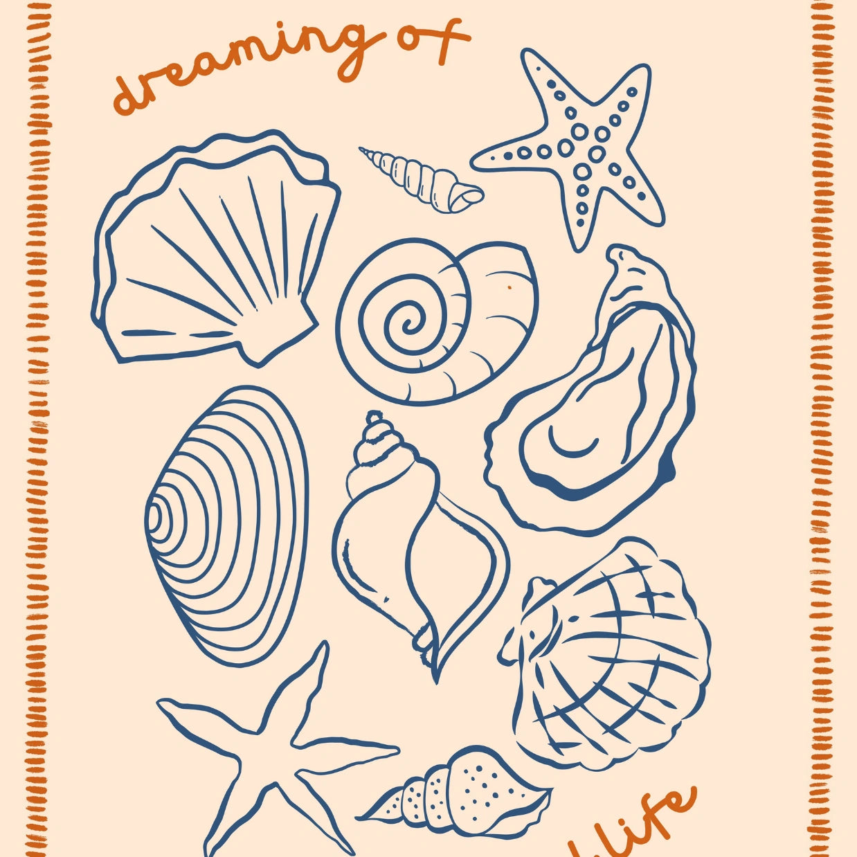 Island Life Shell Print – Peach Coastal Wall Art
