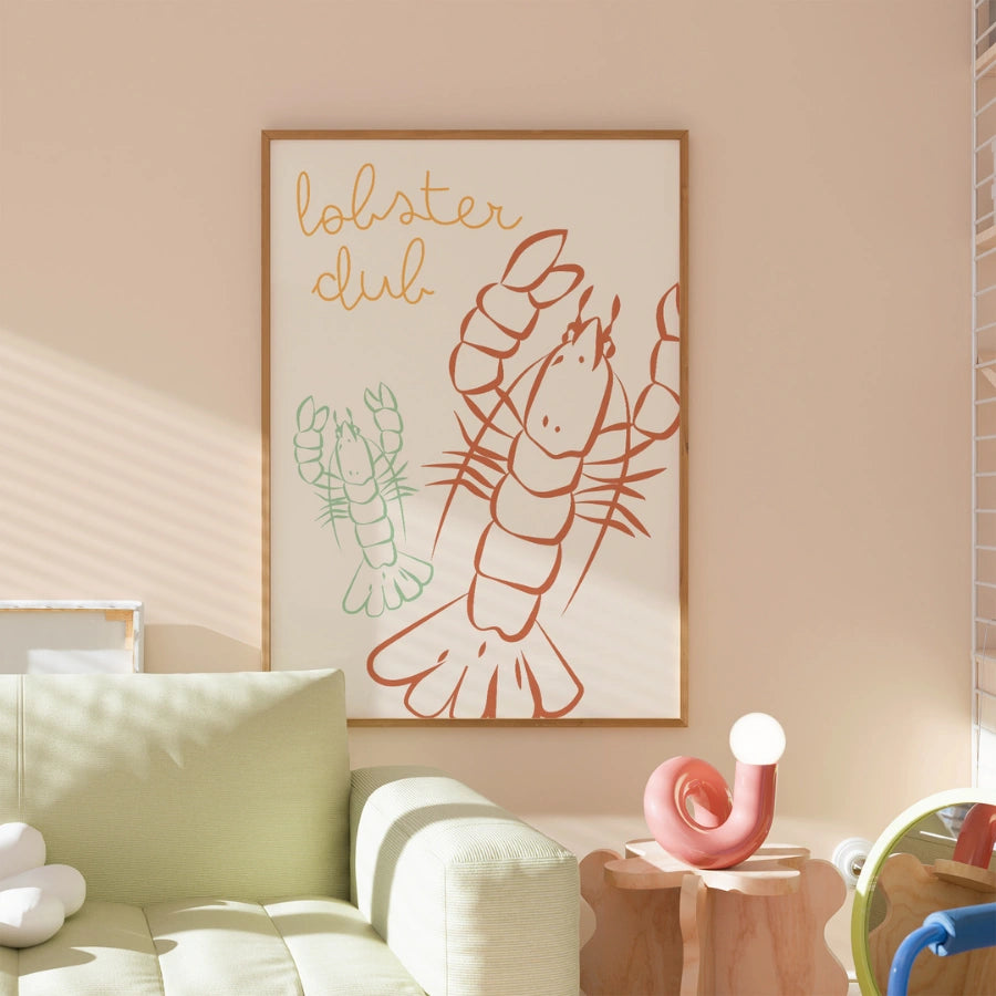 Lobster Club Wall Art - Fun Coastal Kitchen Print