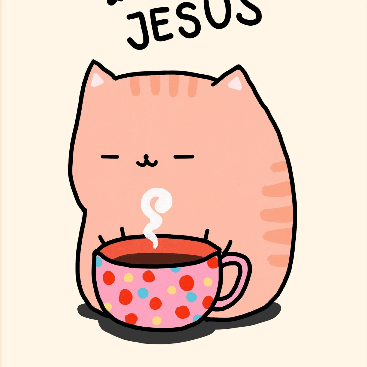 Coffee and Jesus Print – Christian Cat Wall Art