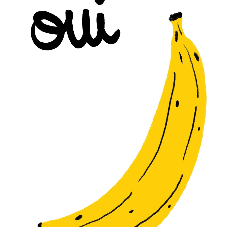 Oui Banana Wall Art – French Funny Kitchen Print