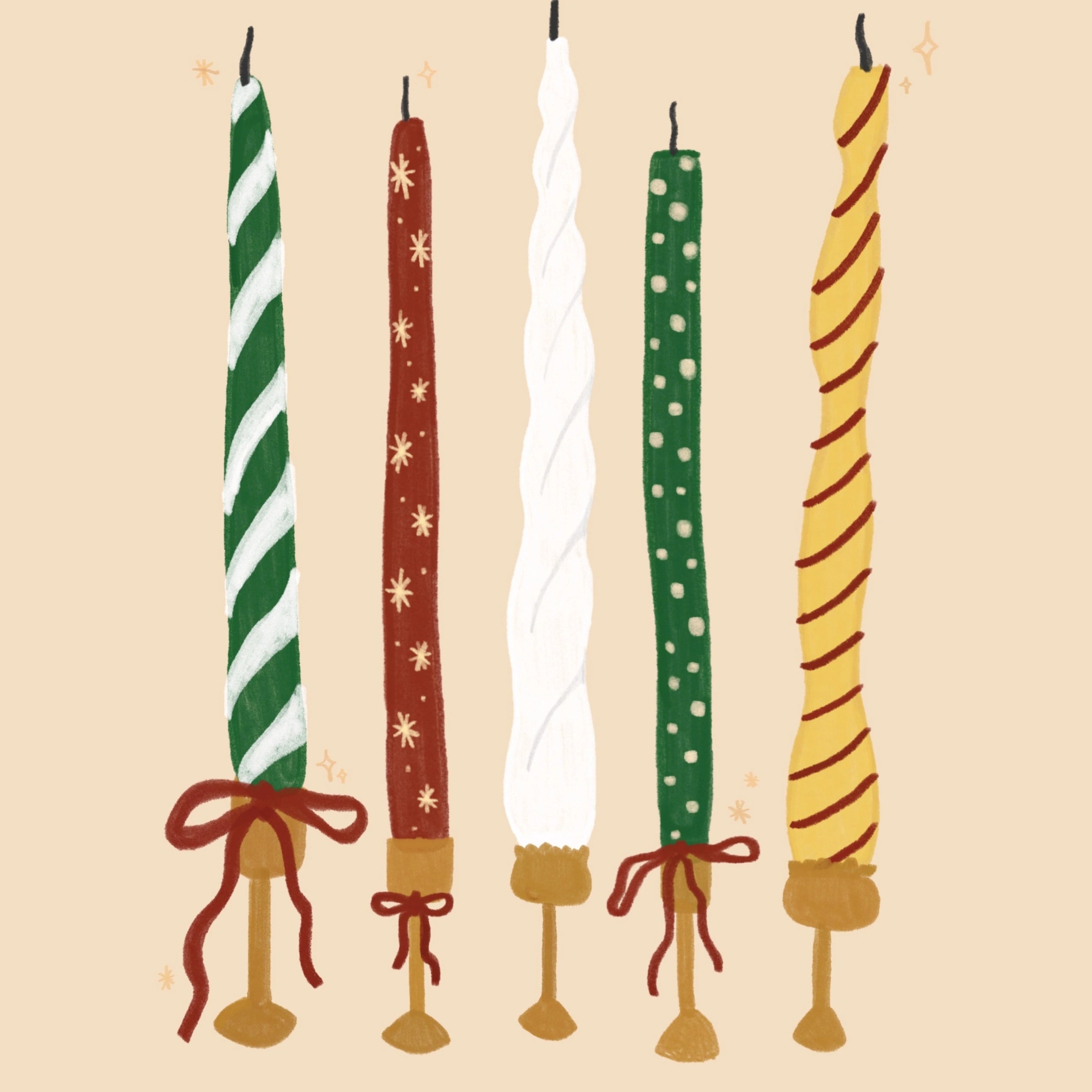 Vintage Christmas Candles Wall Art