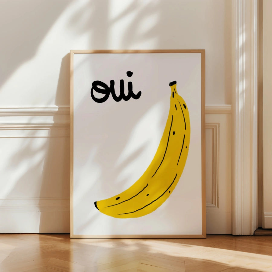 Oui Banana Wandbild – Lustiger französischer Küchendruck