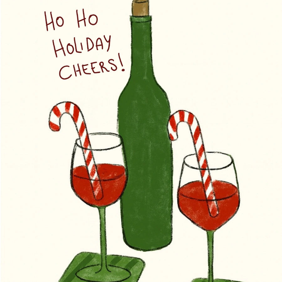 Holiday Cheers Wall Art - Festive Christmas Wine Print