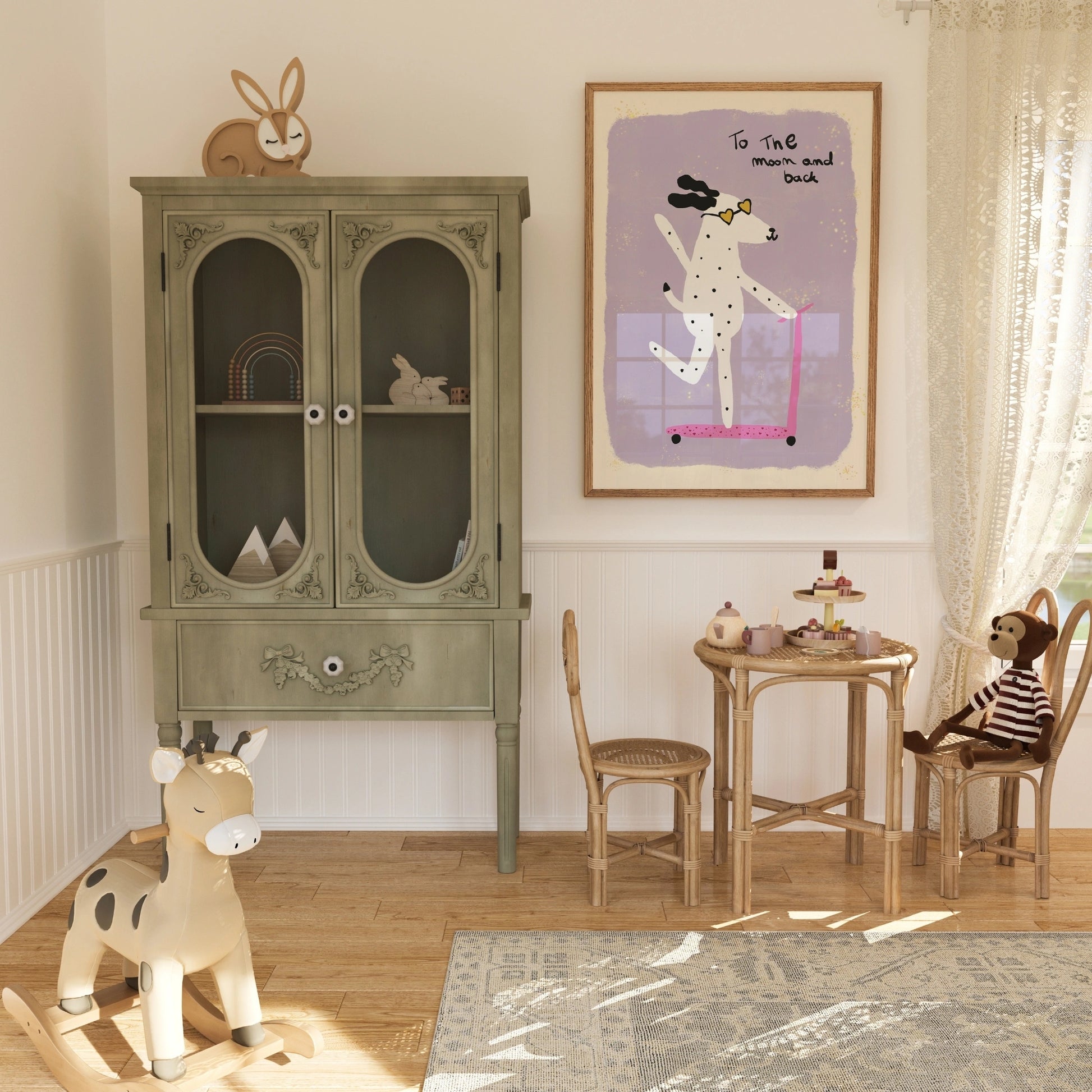 To the Moon Dog Print – Cute Scooter Wall Art for Kids