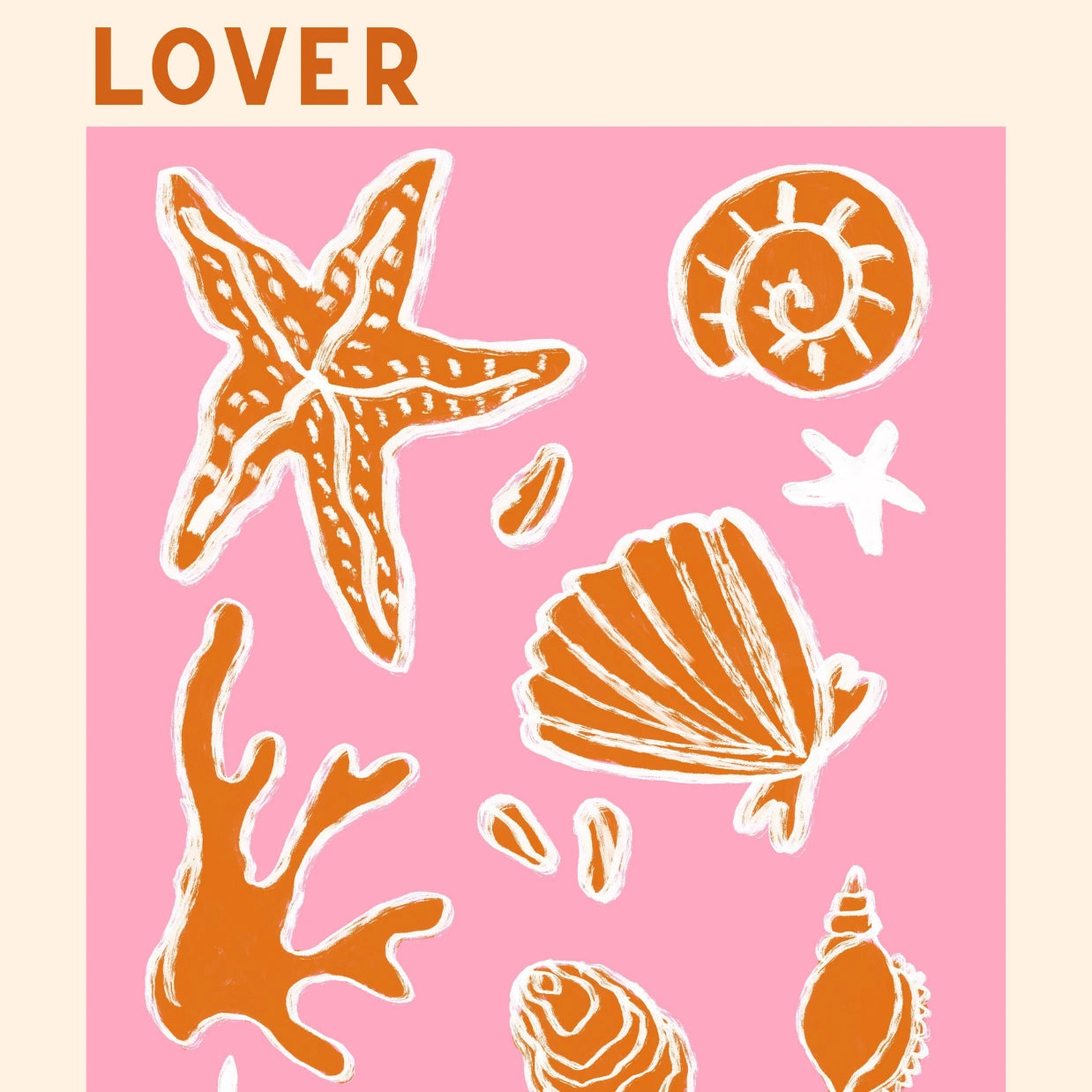 Seashell Lover Print – Bold Coral Coastal Wall Art
