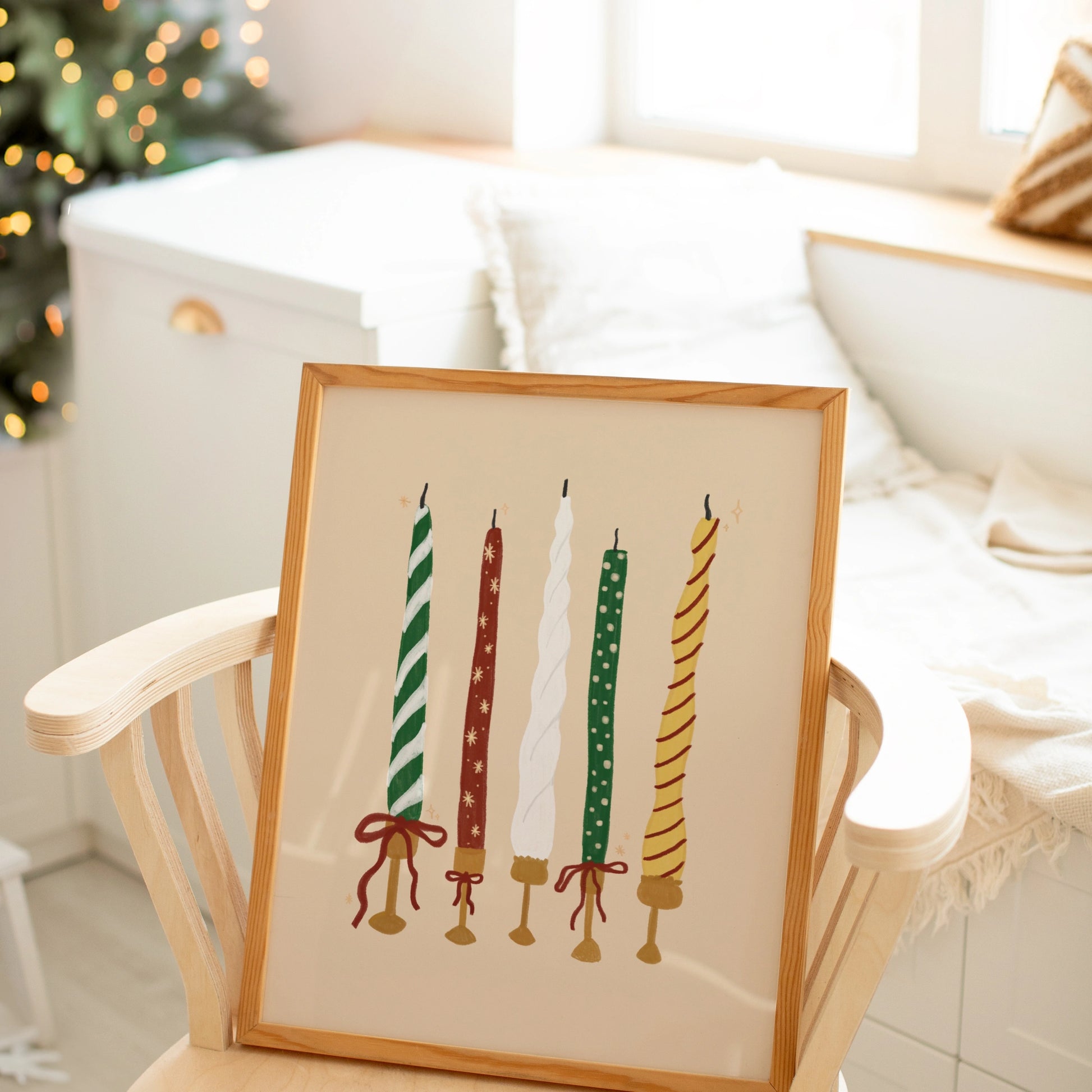 Vintage-Weihnachtskerzen-Wandkunst