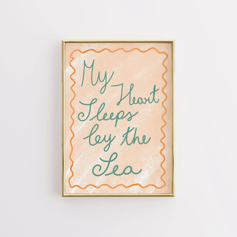 My Heart Sleeps by the Sea Print - Romantic Coastal Wall Art