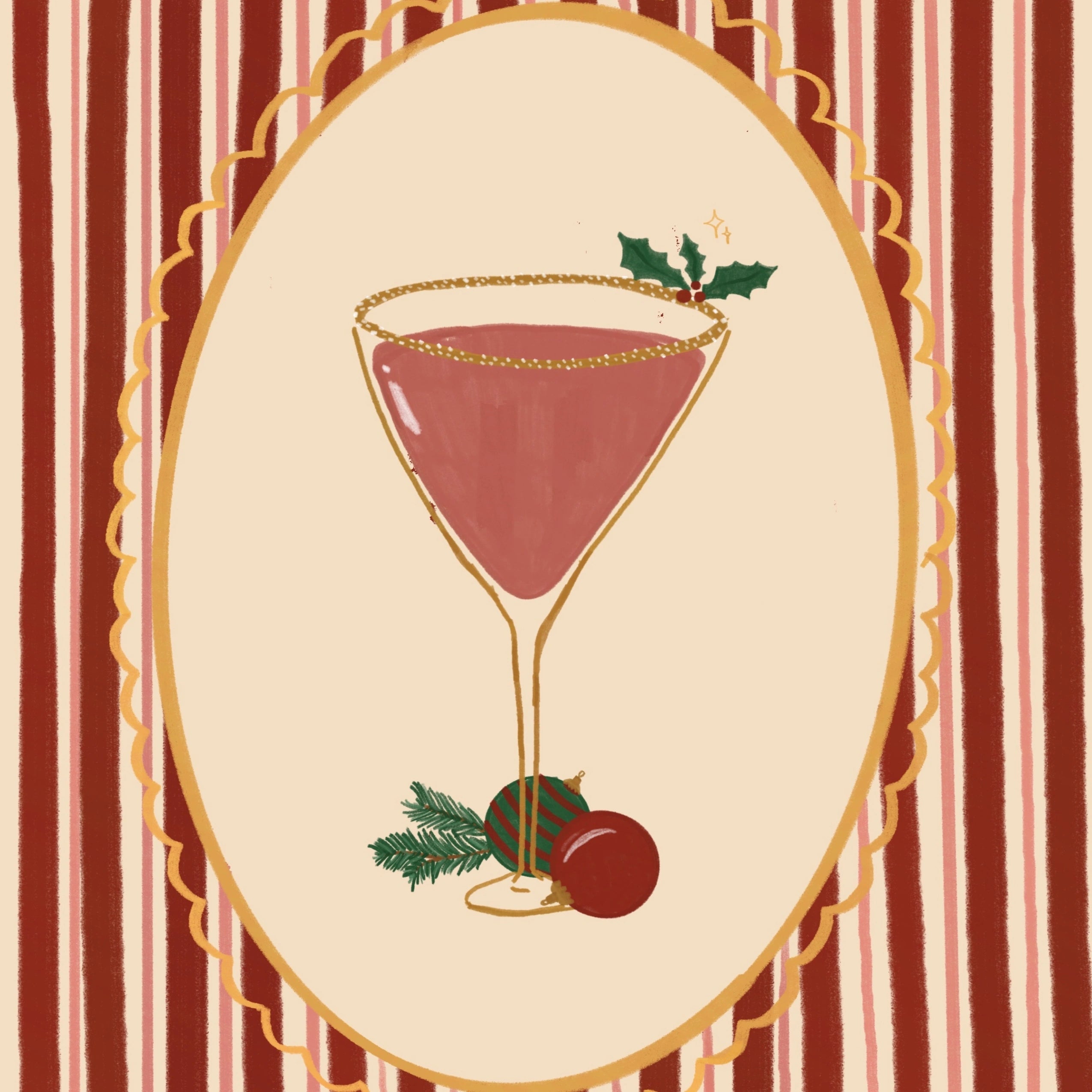 Vintage Christmas Cocktail Wall Art