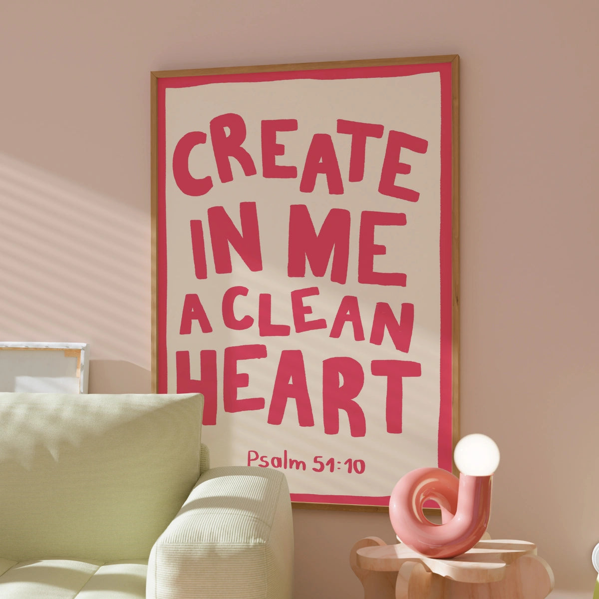 Stampa del Salmo "Cuore Puro" - Versetto della Bibbia Cristiana da Parete