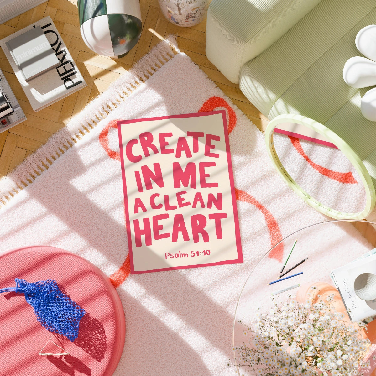 Stampa del Salmo "Cuore Puro" - Versetto della Bibbia Cristiana da Parete