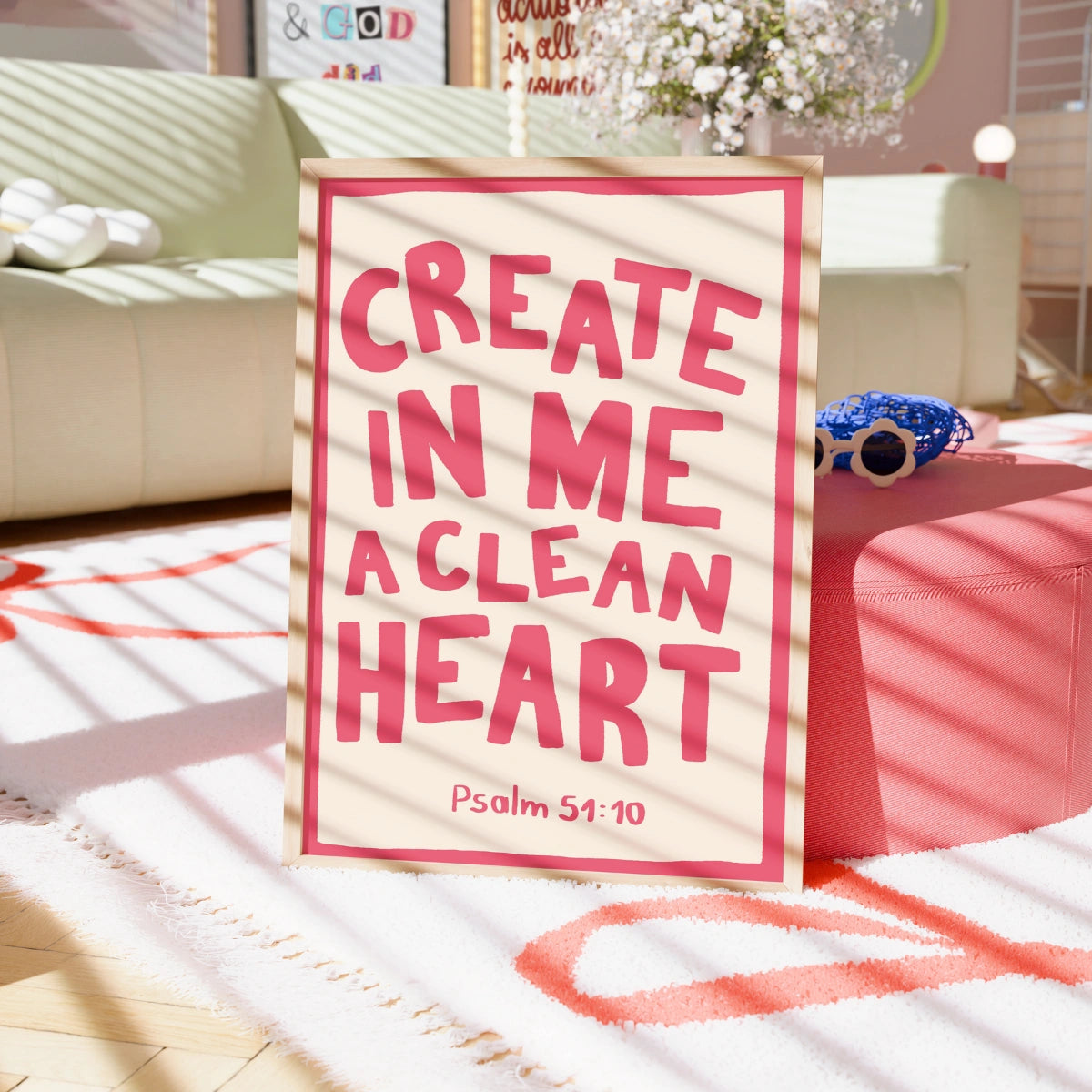 Stampa del Salmo "Cuore Puro" - Versetto della Bibbia Cristiana da Parete