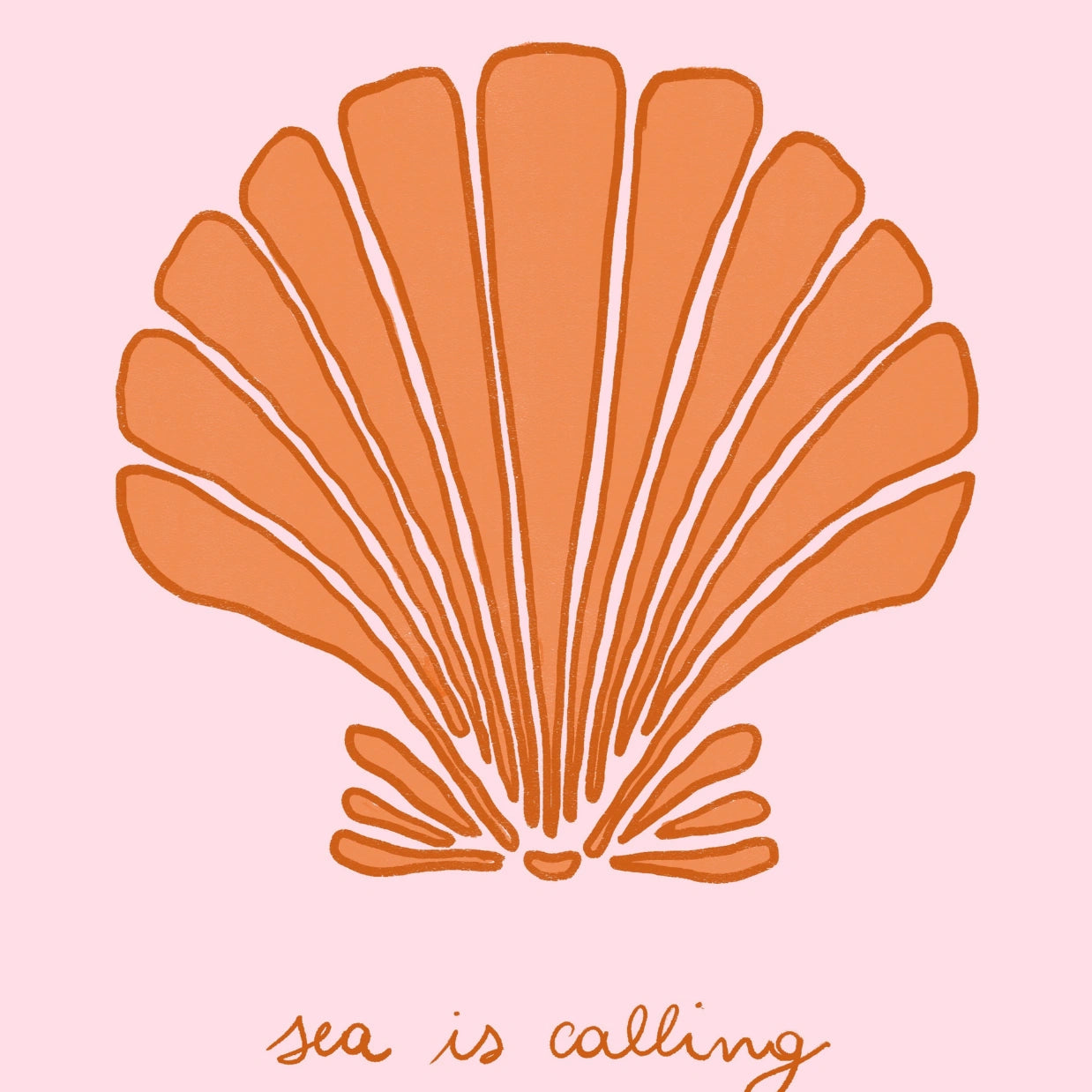 Sea Is Calling Print – Shell Wall Art in Pink and Orange