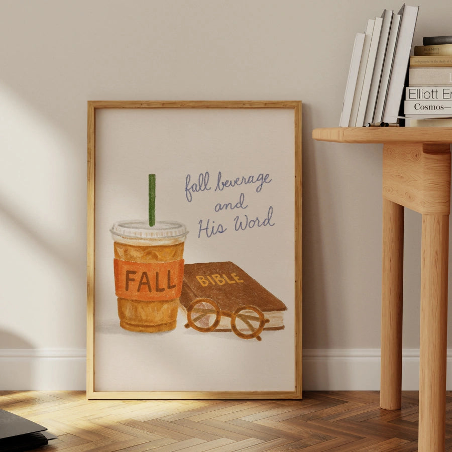Fall Beverage and His Word Wall Art - Christian Autumn Print