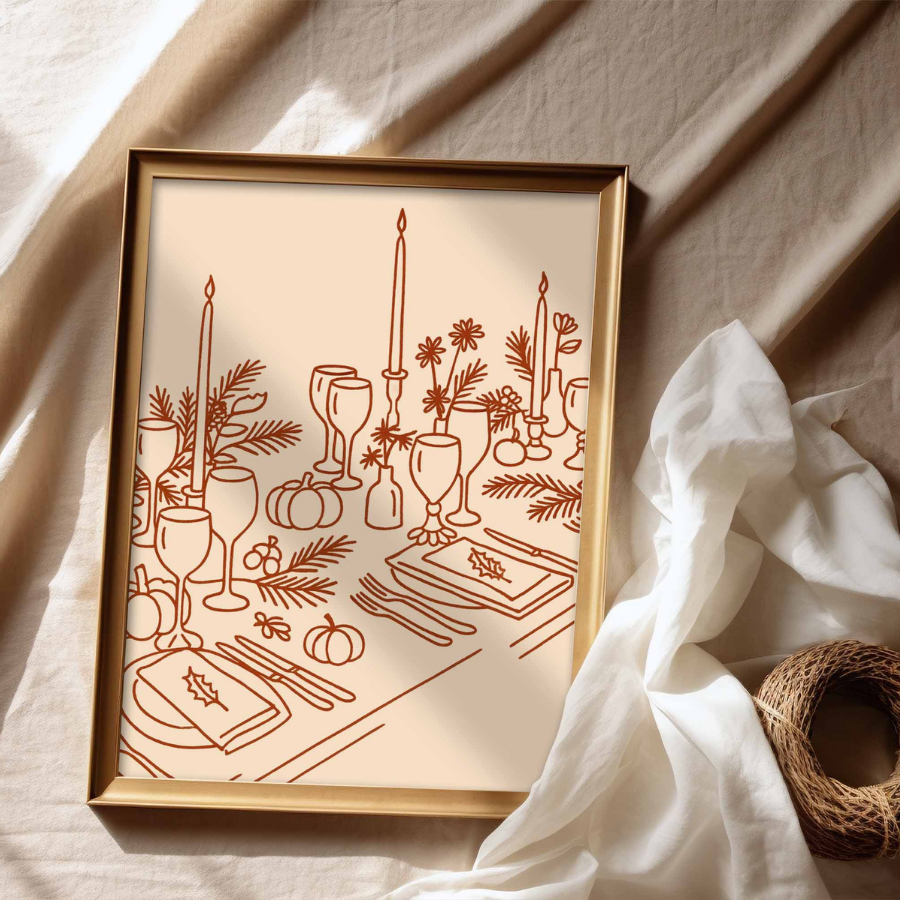 Thanksgiving Table Wall Art – Fall Harvest Decor