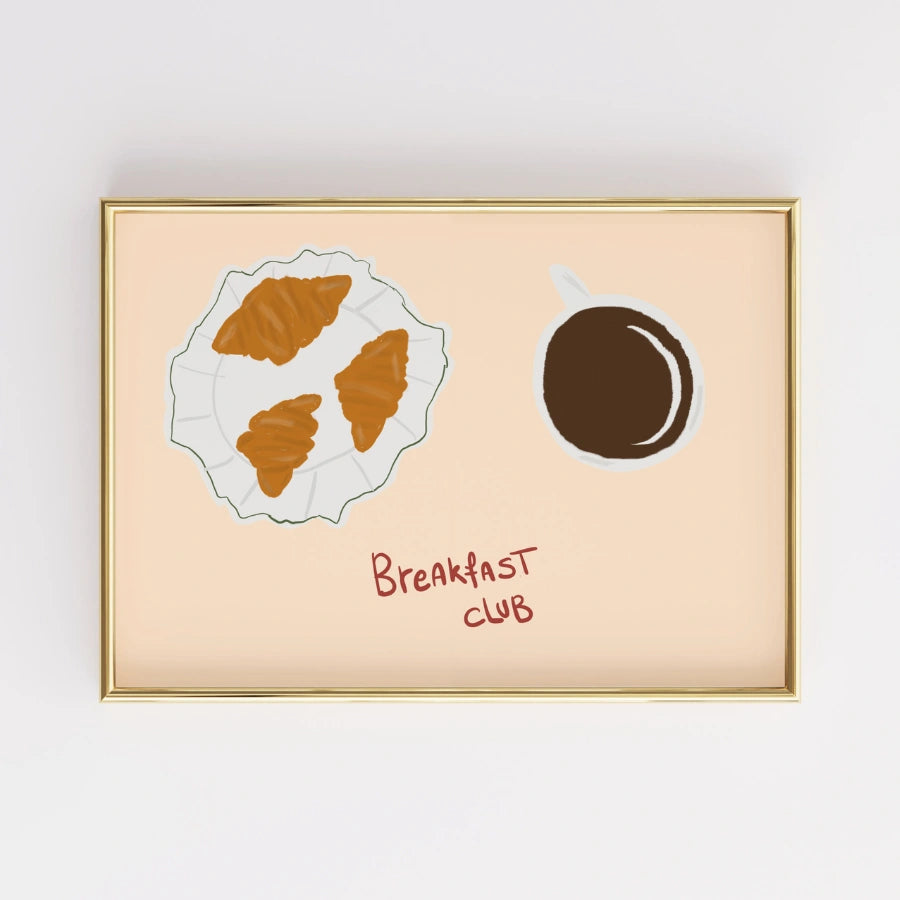 Breakfast Club Kitchen Wall Art – Coffee and Croissant Print