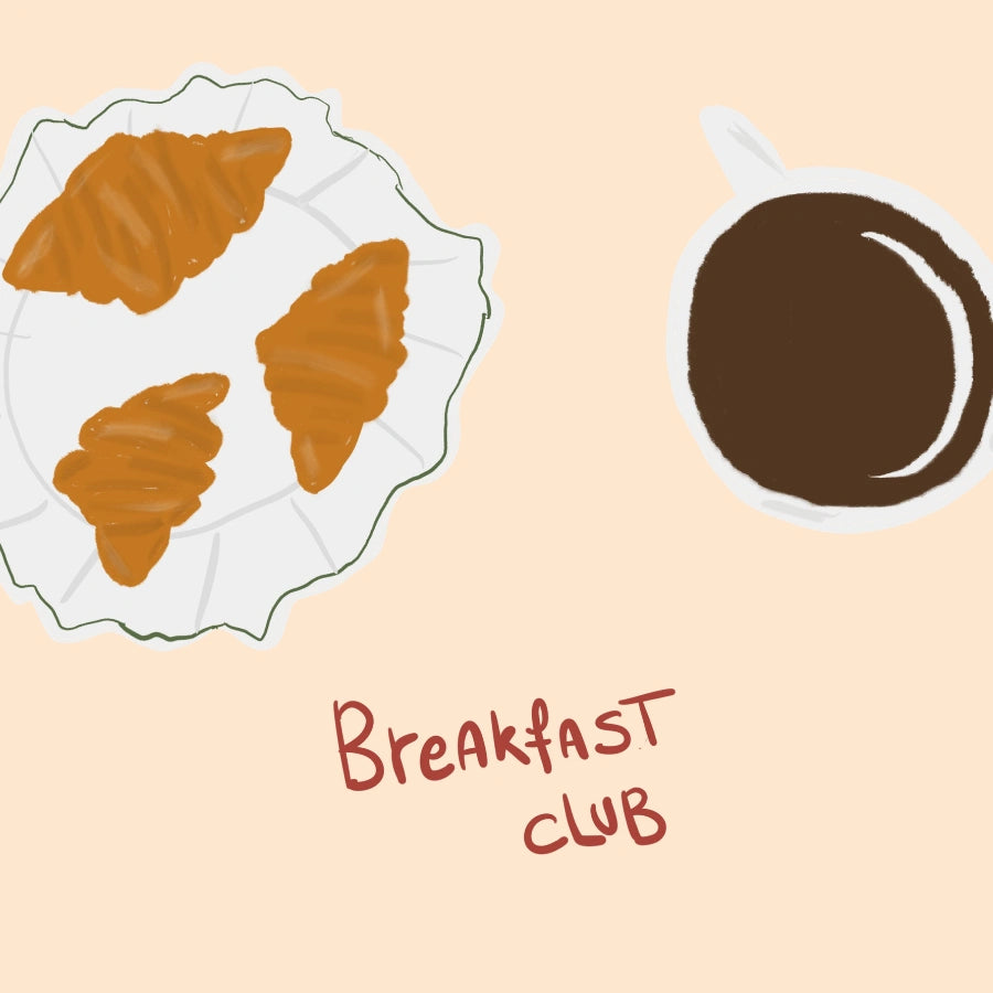 Breakfast Club Kitchen Wall Art – Coffee and Croissant Print