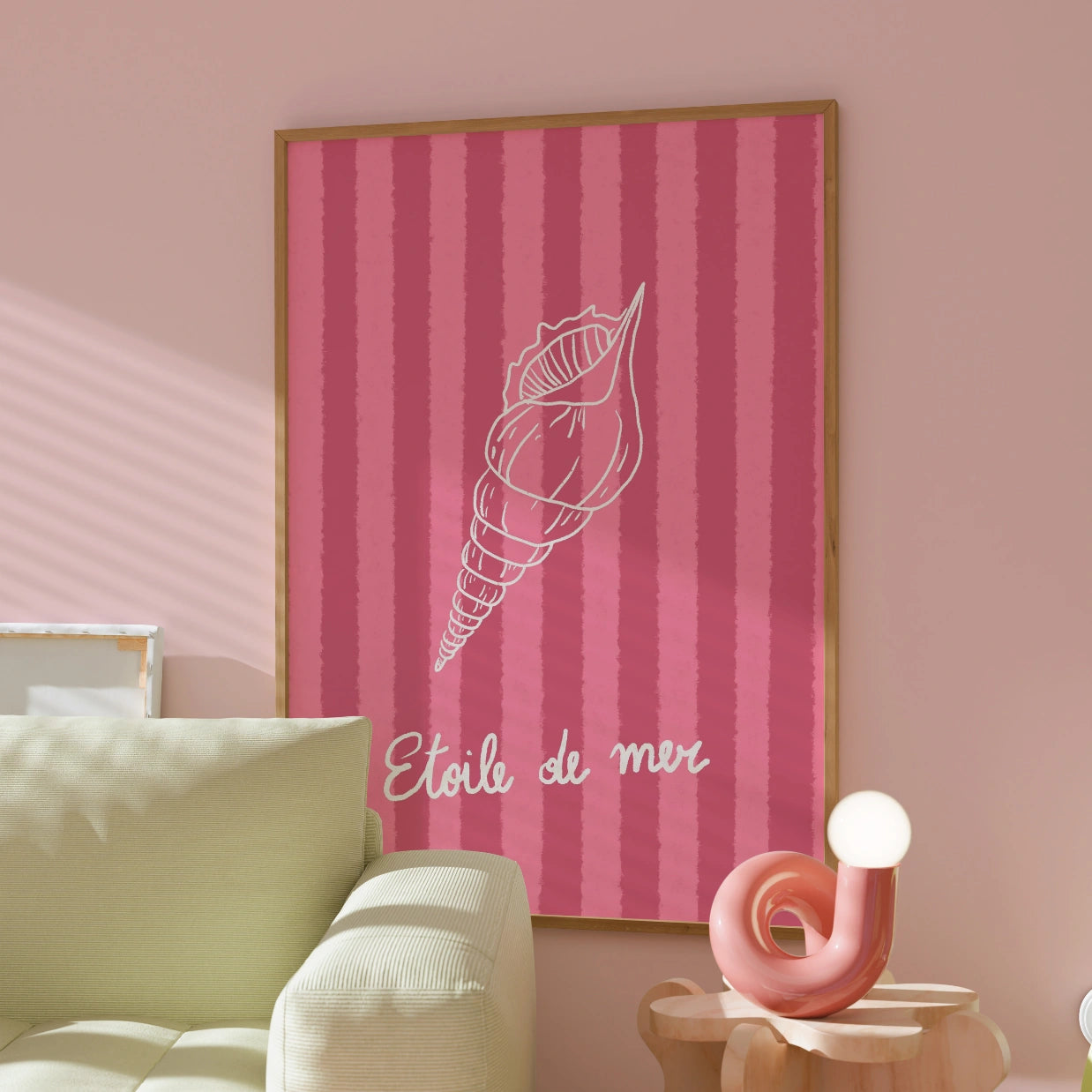 Stampa Étoile de Mer – Decorazione da parete costiera francese rosa