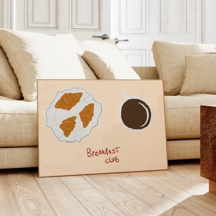 Breakfast Club Kitchen Wall Art – Coffee and Croissant Print