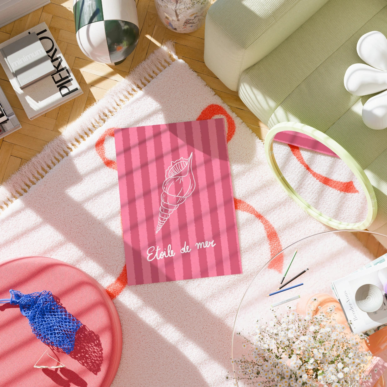 Stampa Étoile de Mer – Decorazione da parete costiera francese rosa