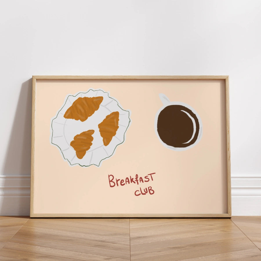 Breakfast Club Kitchen Wall Art – Coffee and Croissant Print