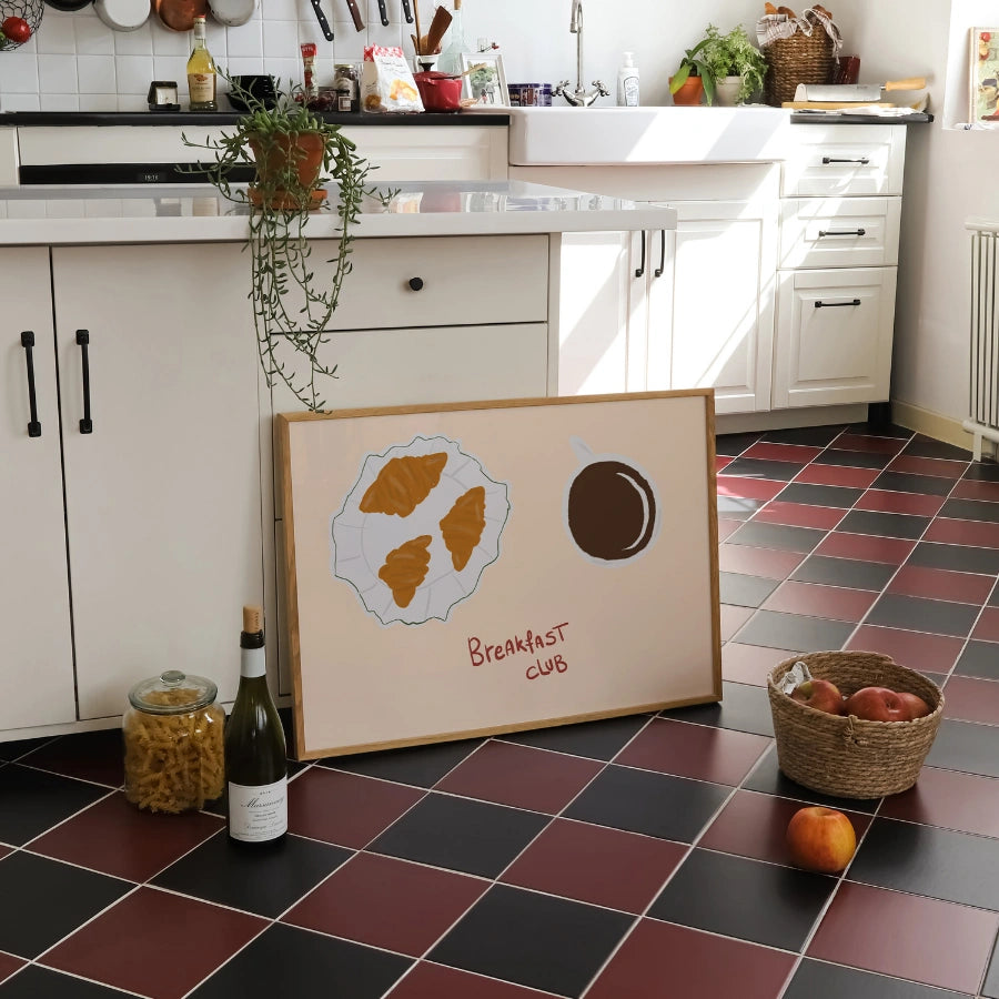 Breakfast Club Kitchen Wall Art – Coffee and Croissant Print