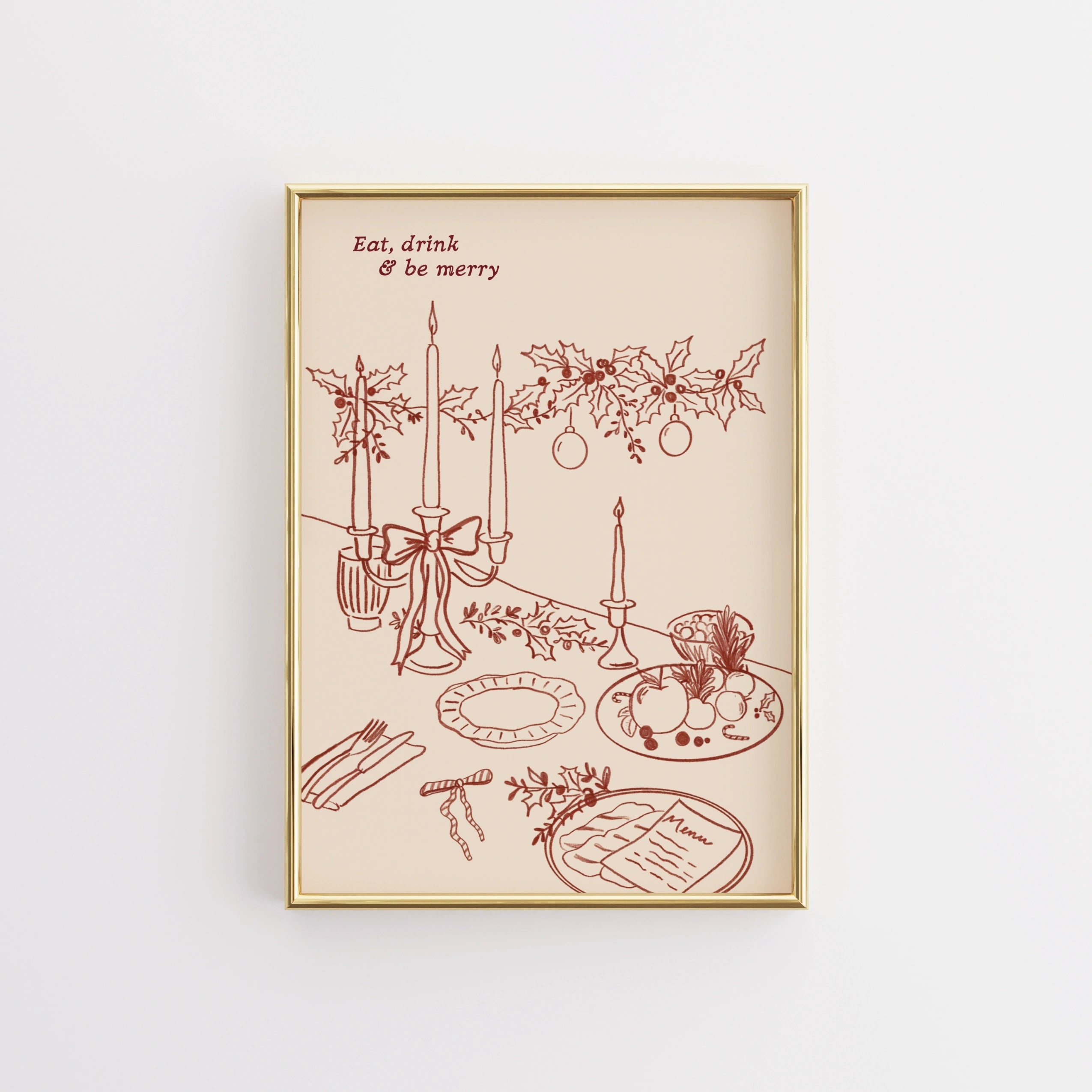 Hand-Drawn Holiday Table Decor