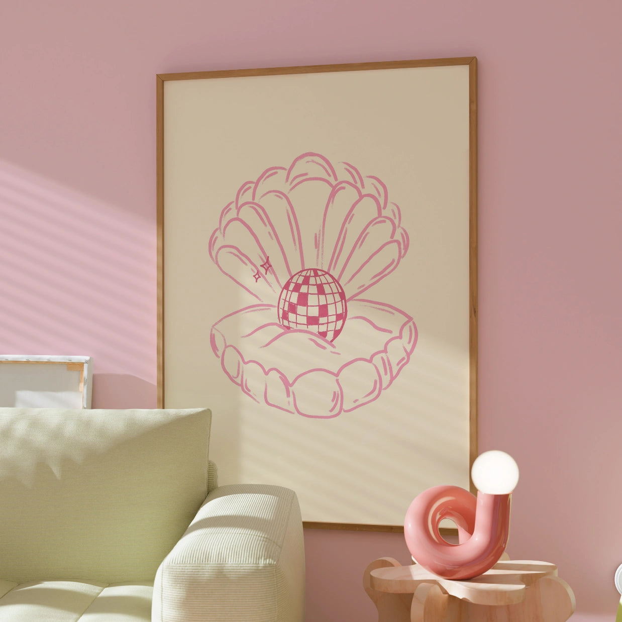 Disco Pearl Print – Fun Pink Coastal Wall Art