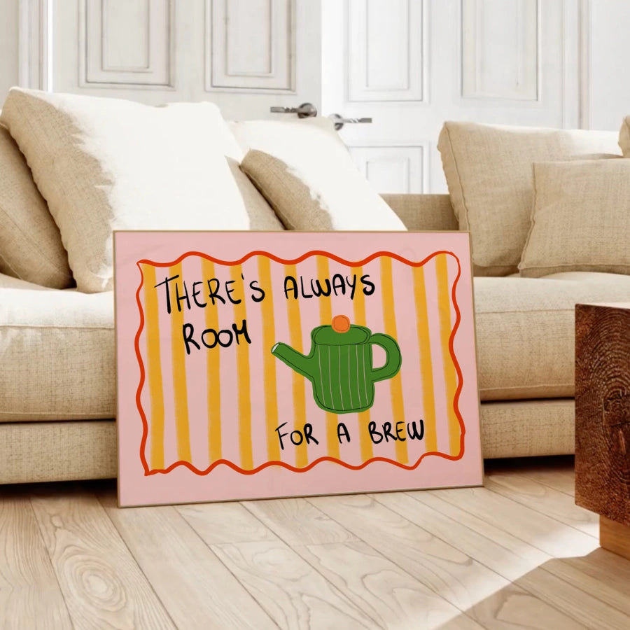 Tea Lover Wall Art – Funny Kitchen Print with Teapot