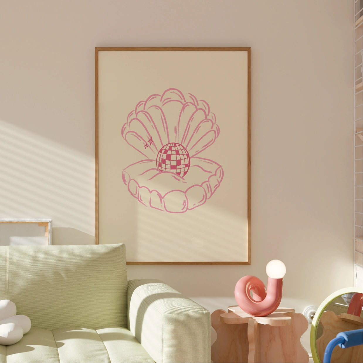 Disco Pearl Print – Fun Pink Coastal Wall Art