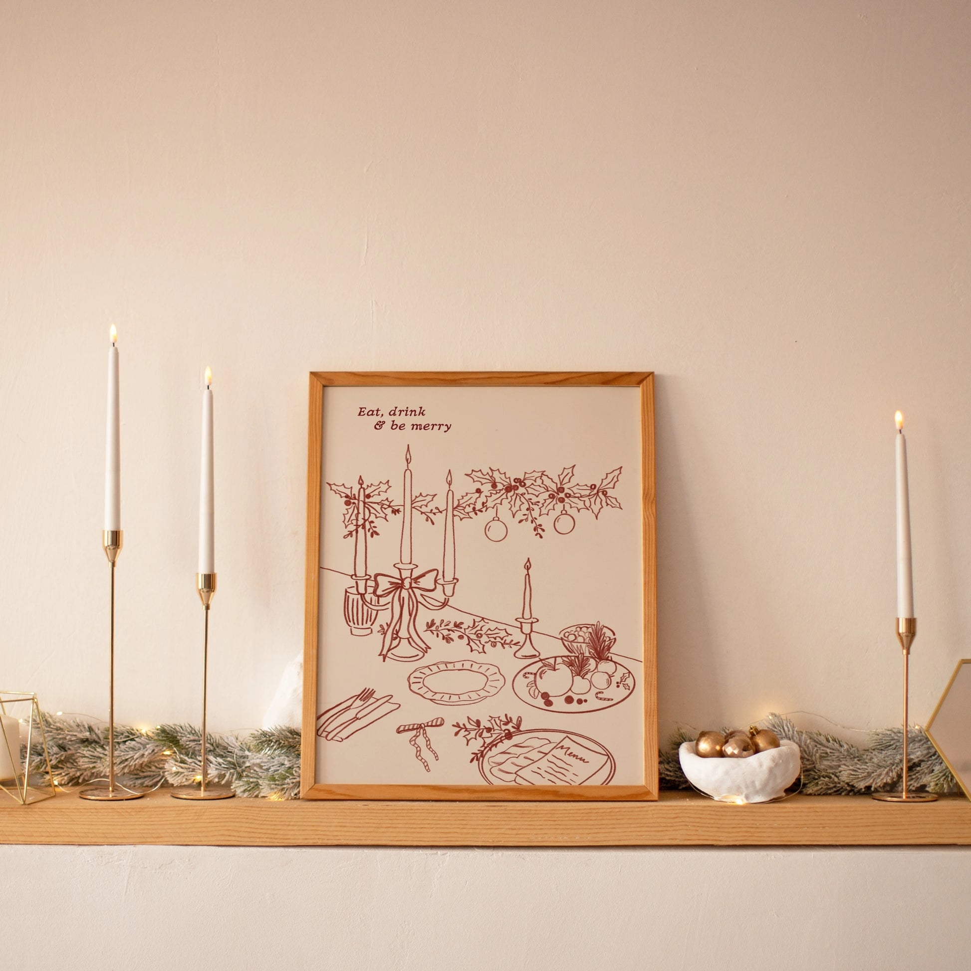 Hand-Drawn Holiday Table Decor