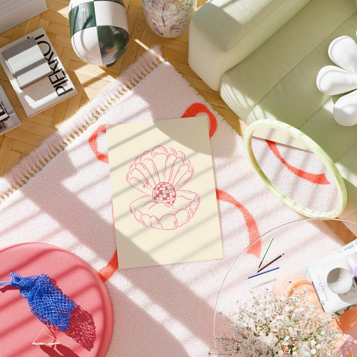 Disco Pearl Print – Fun Pink Coastal Wall Art