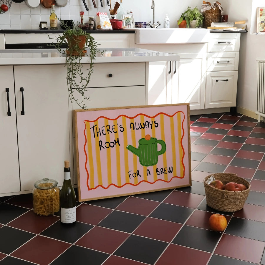 Tea Lover Wall Art – Funny Kitchen Print with Teapot