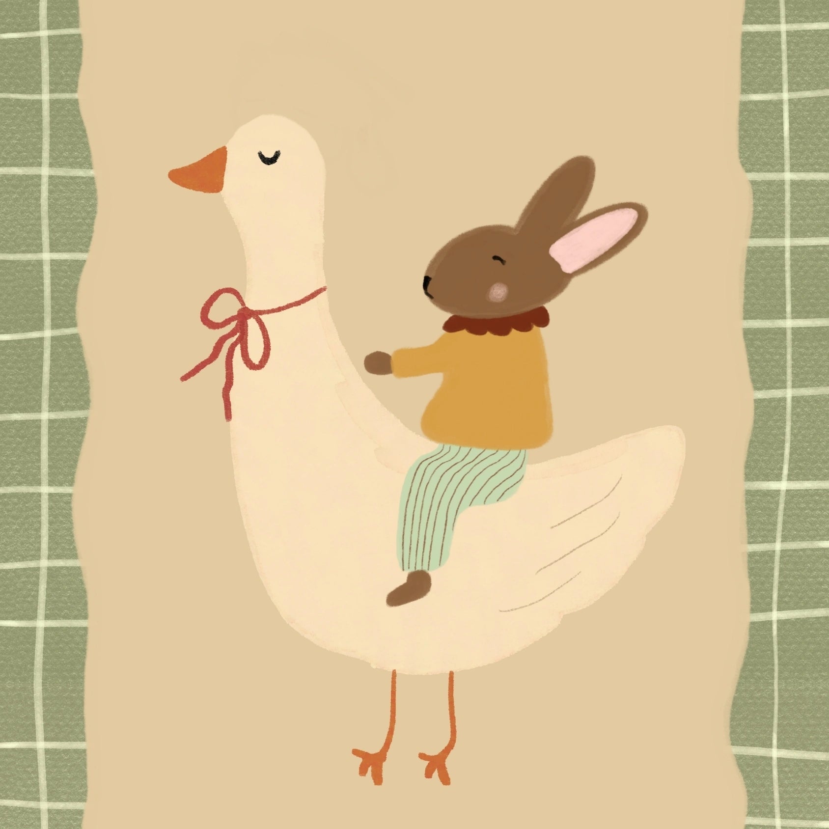Goose and Bunny Nursery Print