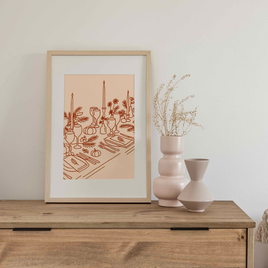 Thanksgiving Table Wall Art – Fall Harvest Decor