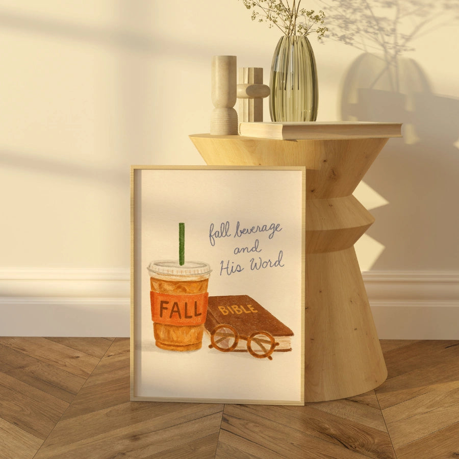Fall Beverage and His Word Wall Art - Christian Autumn Print