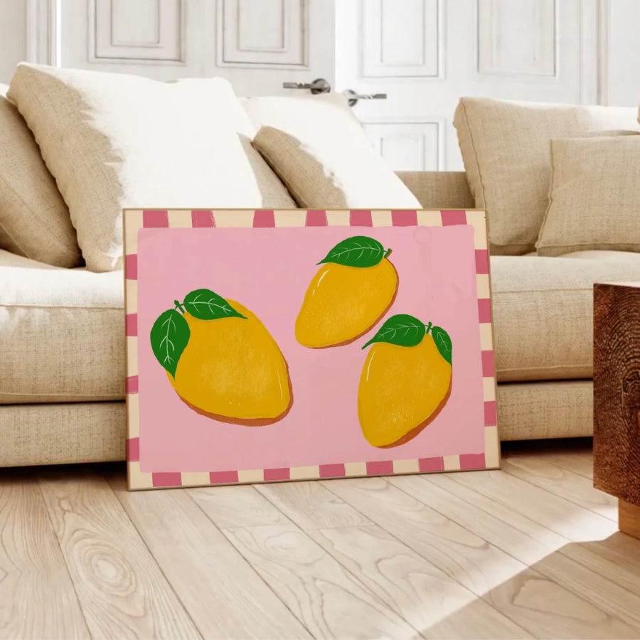 Mango-Frucht-Küchenbild – Farbenfrohe tropische Wandkunst