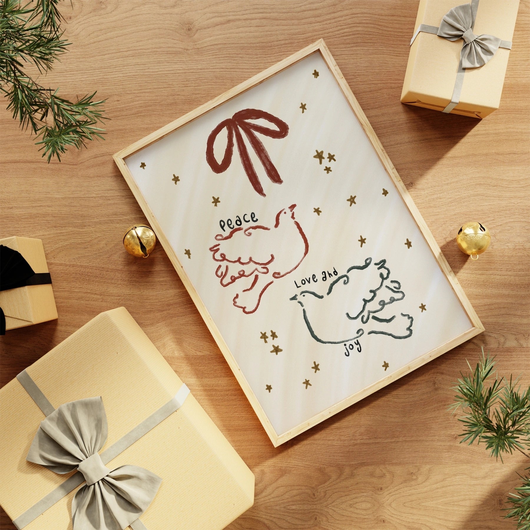 Peace Love Joy Dove Christmas Print