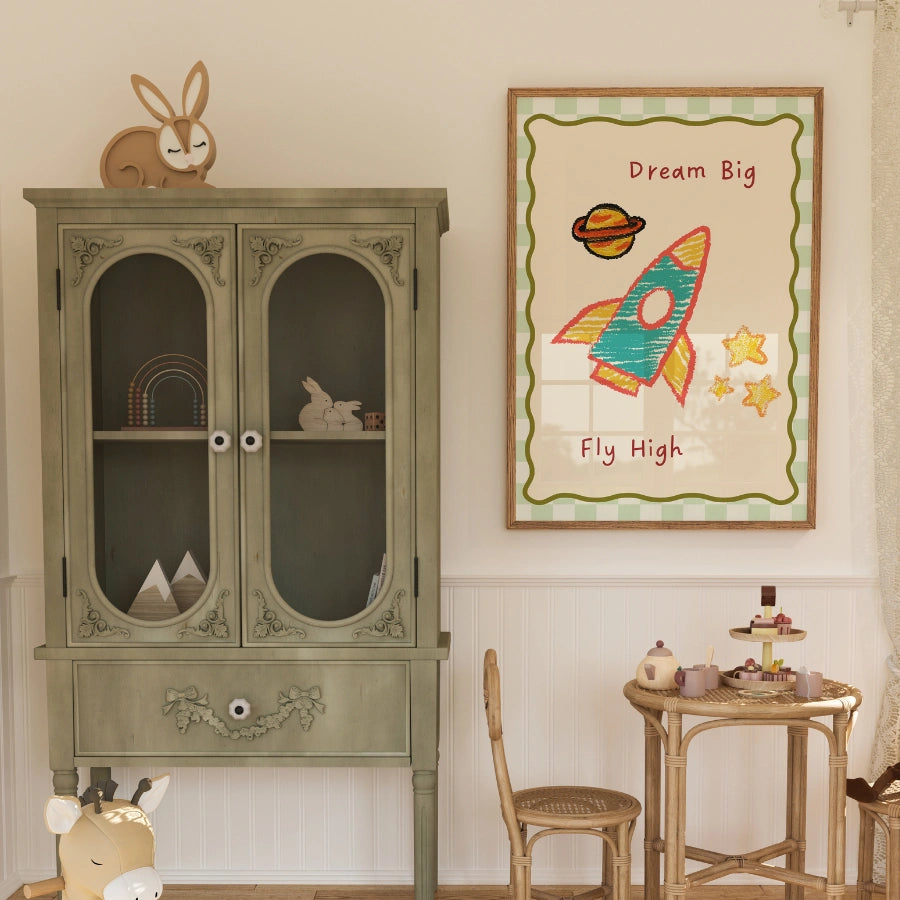Rocket Nursery Print - Dream Big Fly High Wall Art
