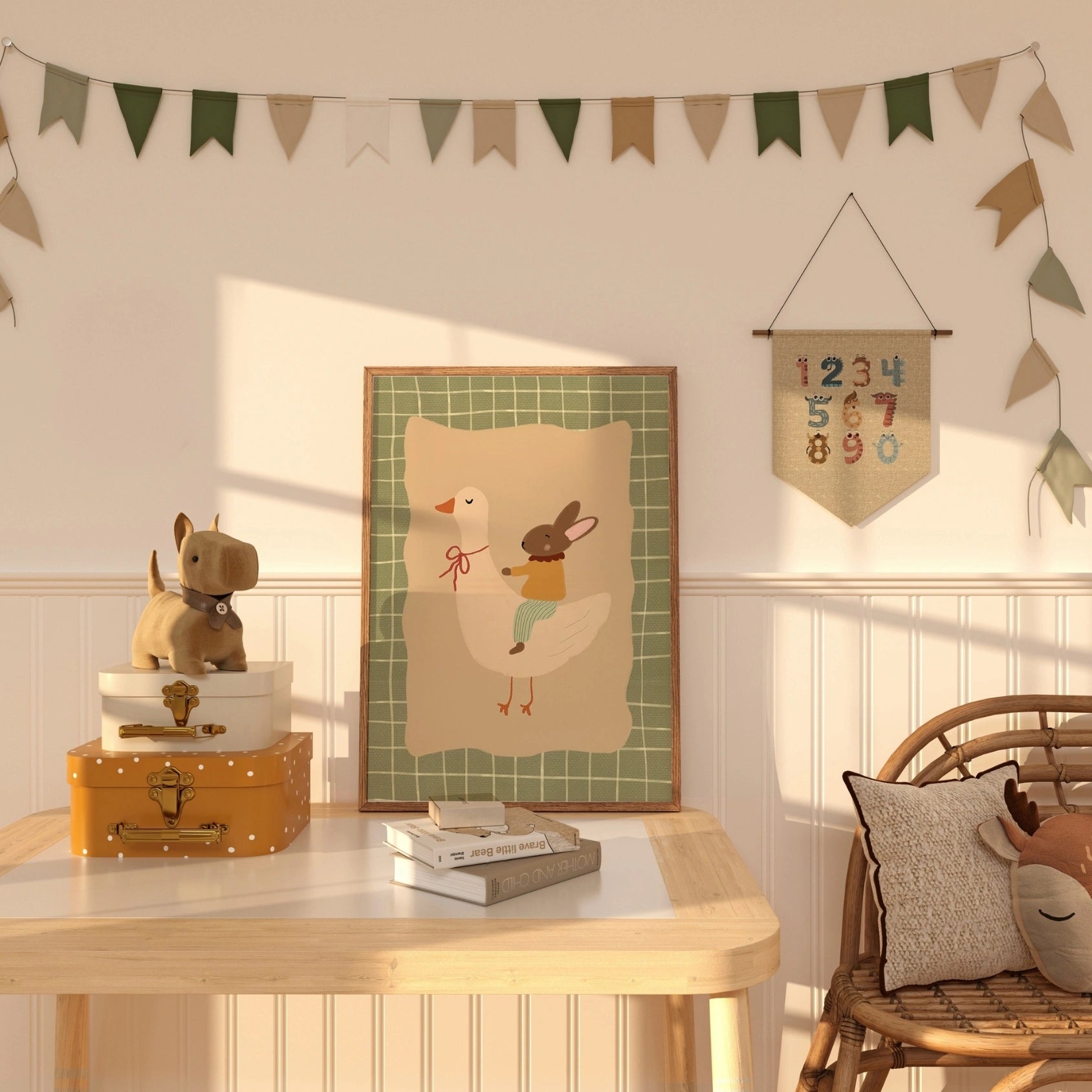 Goose and Bunny Nursery Print