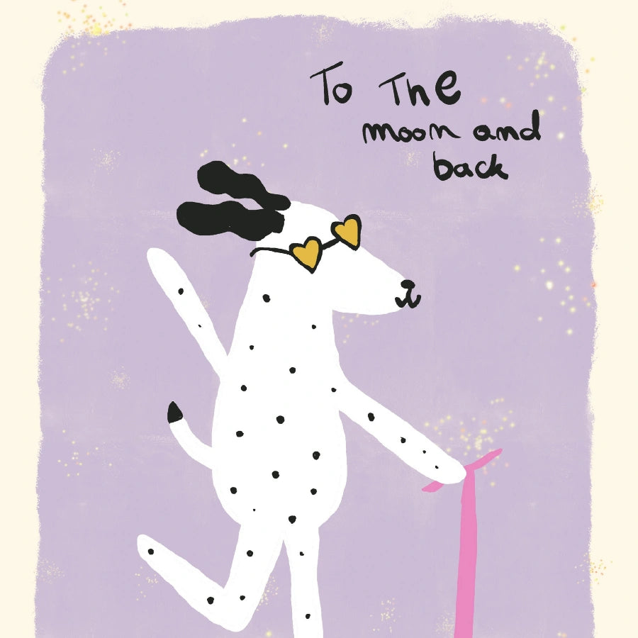 To the Moon Dog Print – Cute Scooter Wall Art for Kids