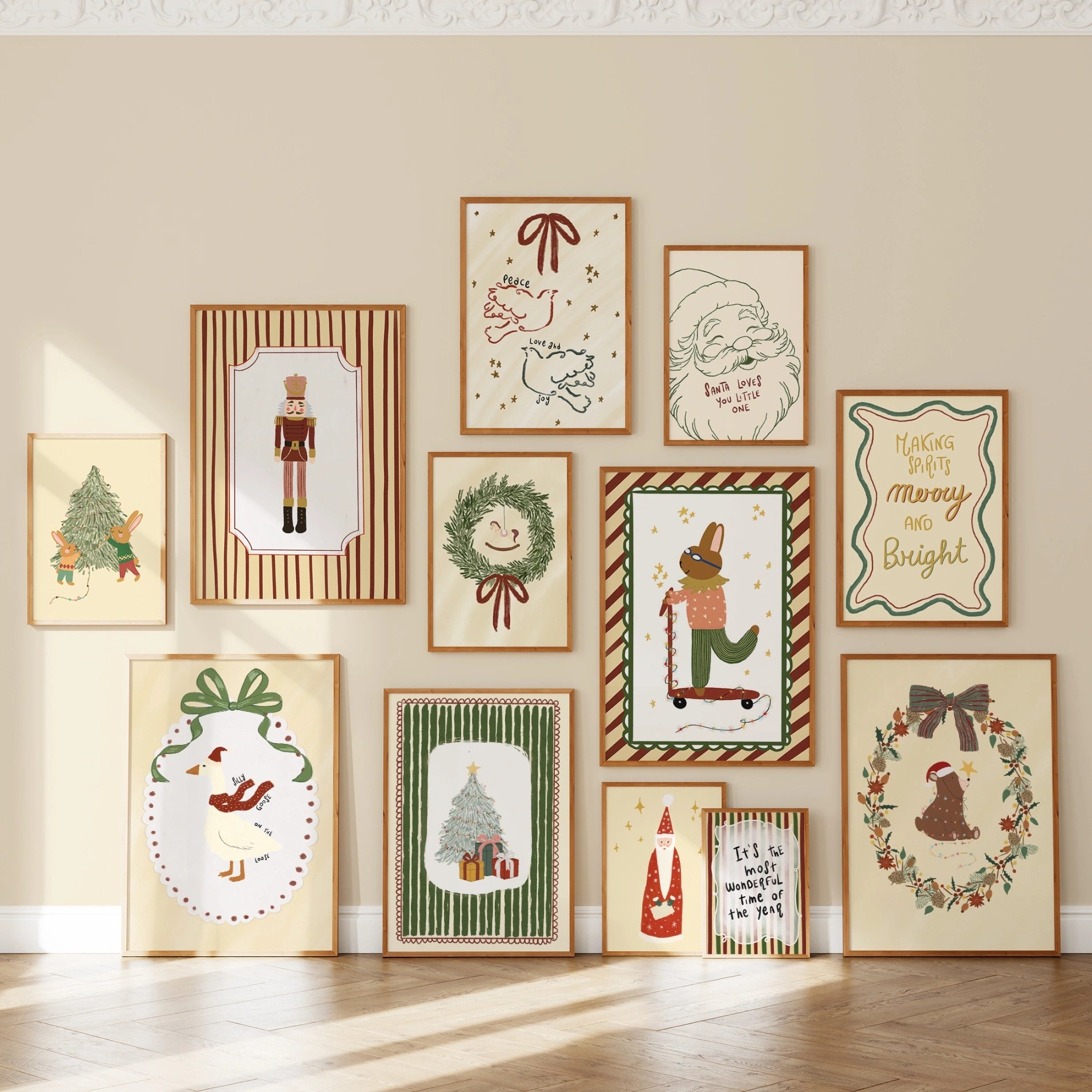 Hand-Drawn Nursery Holiday Set of 17 Prints