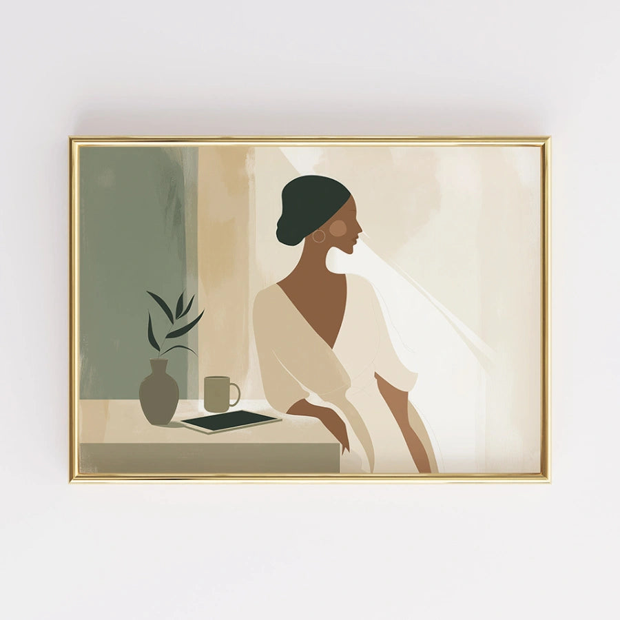 Boho Woman Wall Art – Minimalist Female Silhouette Print