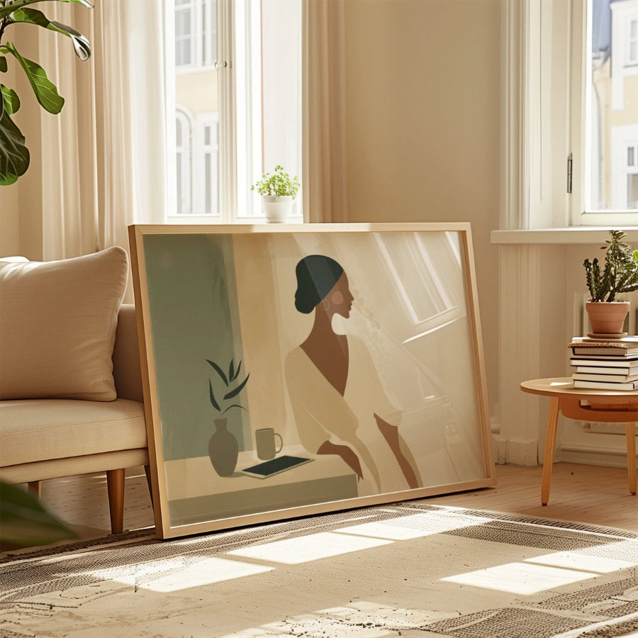 Boho Woman Wall Art – Minimalist Female Silhouette Print