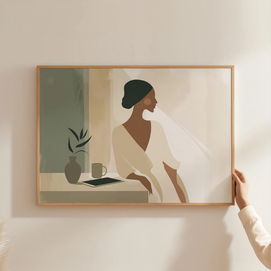 Boho Woman Wall Art – Minimalist Female Silhouette Print