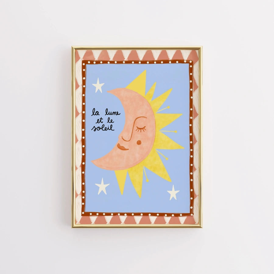 La Lune et le Soleil Nursery Print - Sun and Moon Wall Art