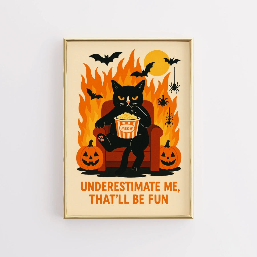 Sassy Black Cat Halloween Print – Funny Spooky Wall Art