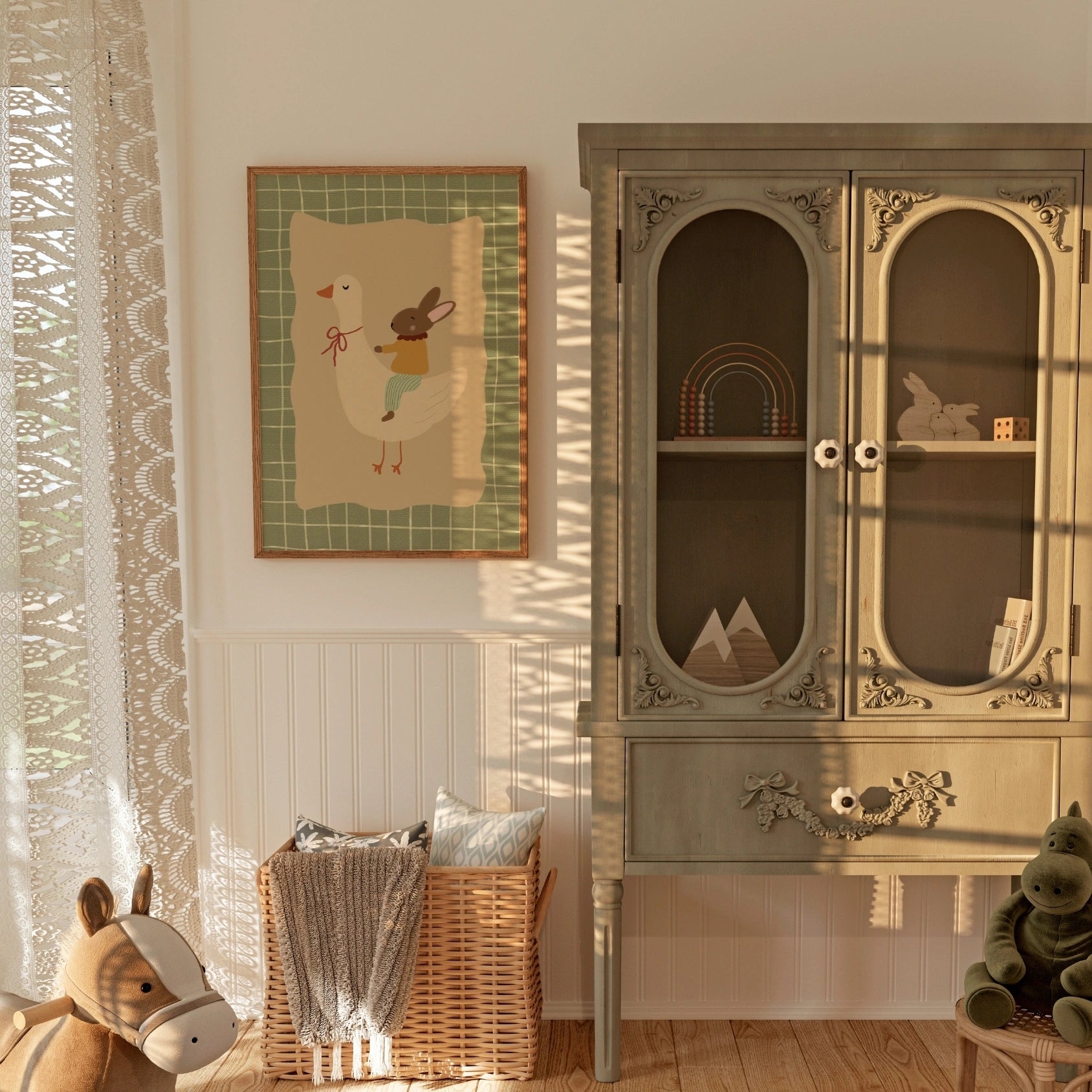 Goose and Bunny Nursery Print