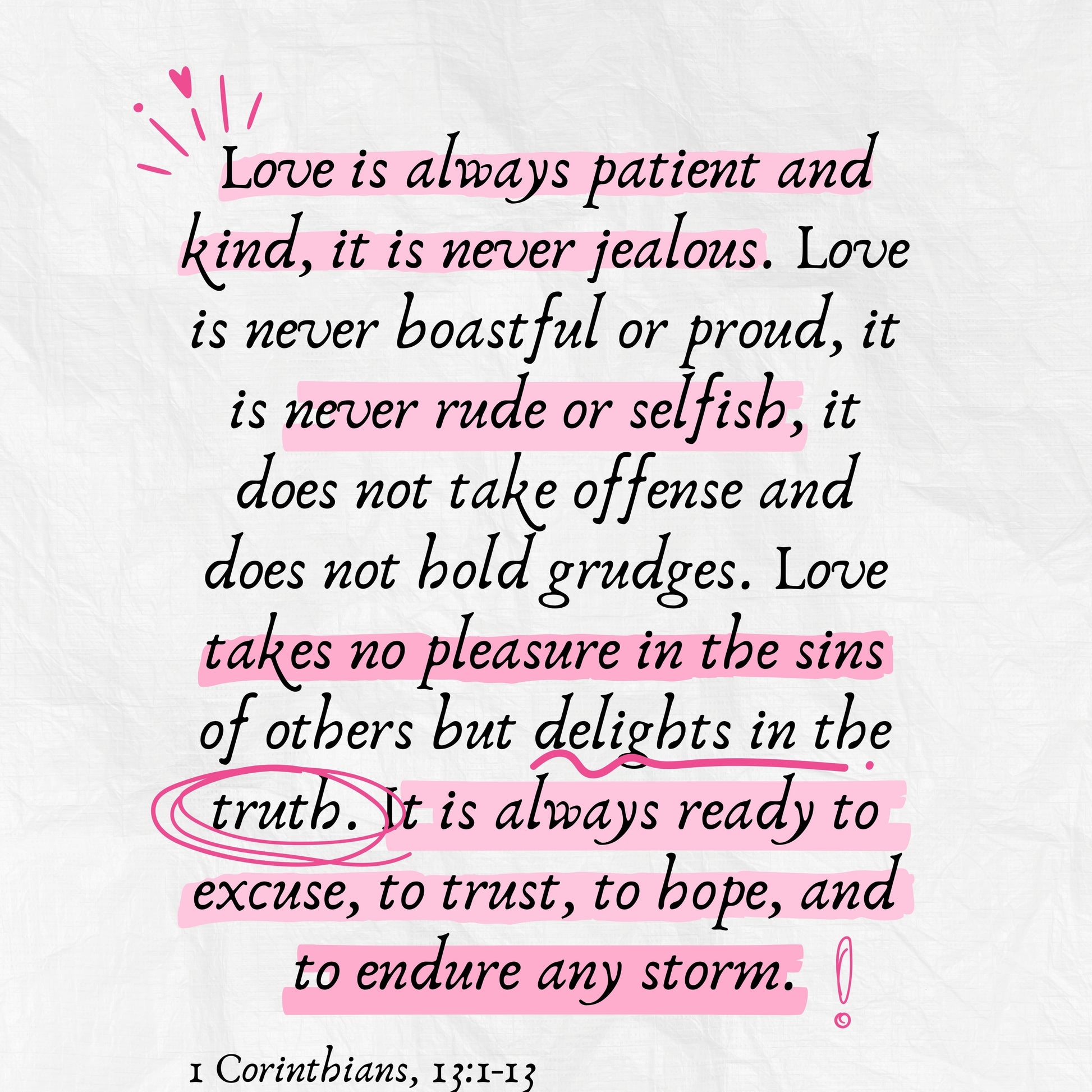 1 Corinzi 13 Wall Art – Stampa del versetto della Bibbia